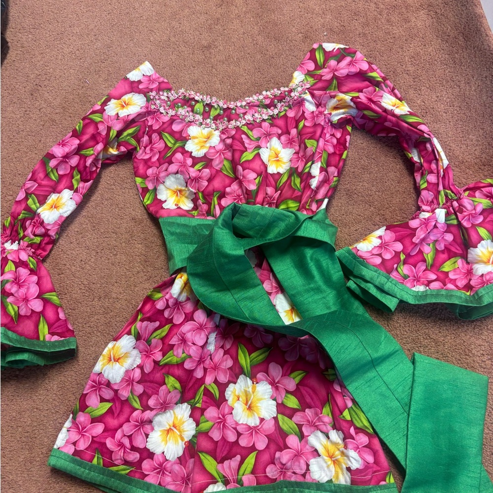 Floral Pink and Green Kids Bodysuit